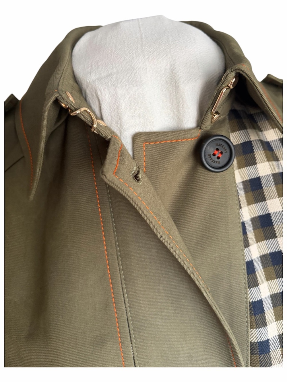 Mackage Olive Green Plaid Belted Trench Coat - Picture 7 of 11